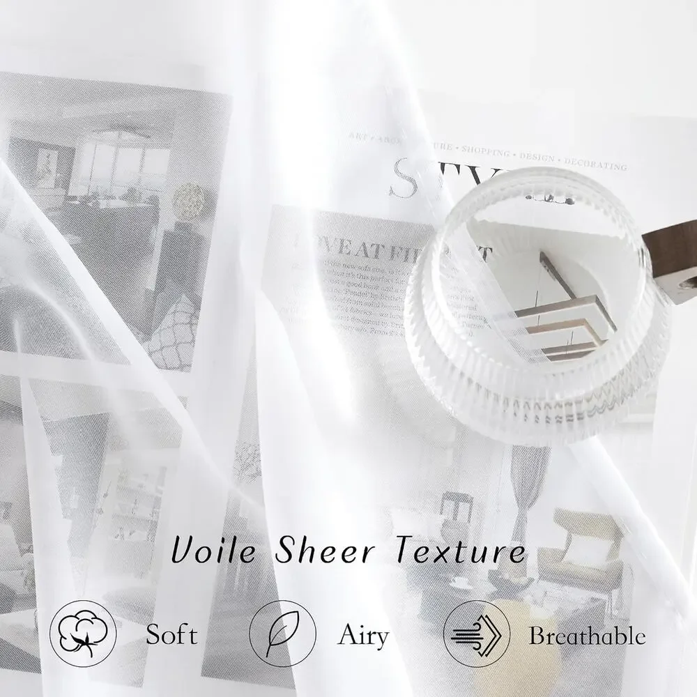 Nicetown Extra Long White Sheer Window Curtains - (54